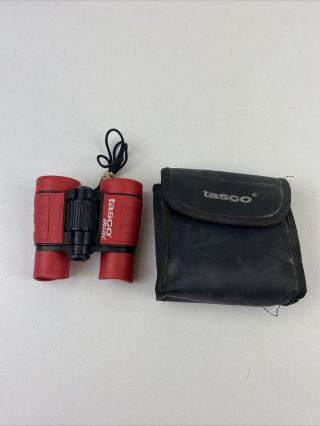 Rare Red Tasco Mini Binoculars 4 X 30 Gy / 302 