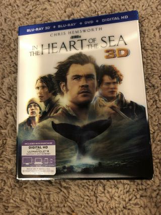 In The Heart Of The Sea 3d (blu - Ray/dvd,  3 Disc Set) W/ Rare Lenticular Slipcover