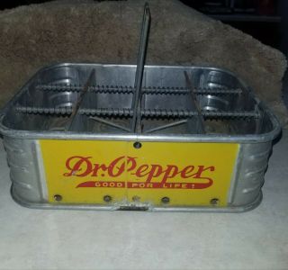 Rare Vintage Aluminum Dr Pepper Soda Pop Carrier 4