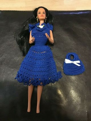 Vintage Barbie Doll With Crochet Dress