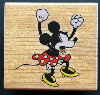 Rare Mad Minnie Mouse Classic Retro Disney Cartoon Character Wood Rubber Stamp