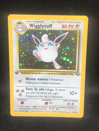 1st Edition Wigglytuff 16/64 Jungle Holo Rare Pokemon Card Spanish Version