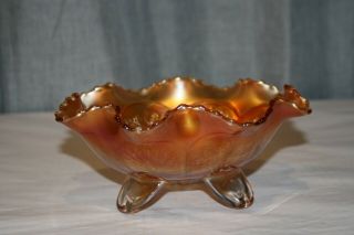 Antique Fenton Carnival Glass Bowl Peacock & Grape Marigold Iridescent