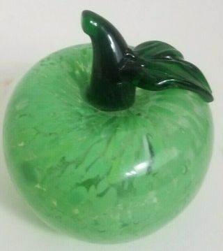 Vintage Hand Blown Glass Murano Style Green Apple Glass Fruit