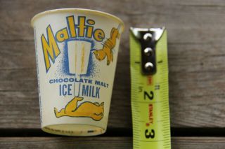 Vintage Rare Dairy Queen Dq 1940 " S Maltie Chocolate Malt Ice Milk 3oz Waxed Cup