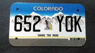 Rare Colorado Share The Road Motorcycle License Plate Bike