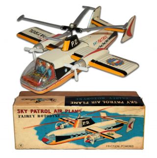 Rare Boxed Yonezawa Fairey Rotodyne Sky Patrol Airplane -