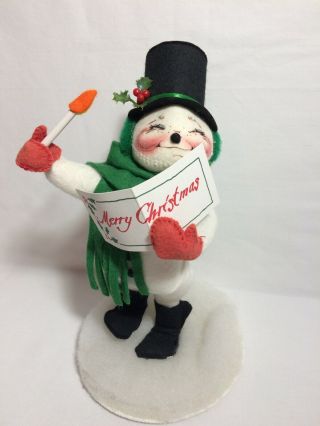 Vintage Annalee Doll Christmas Caroling Snowman With Candle 10 " Very Good 1997