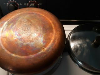 6 Qt Vtg Rare Copper Crest Stainless Steel Copper Bottom Pot Sauce Pan & Lid 2