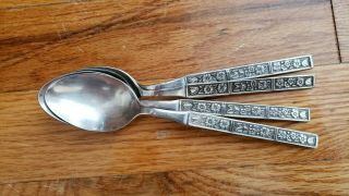 4 Antique Vintage Collectible Tea Spoons 6.  25 " Northland Stainless Steel - Korea