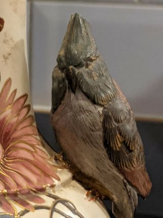 Rare Doulton Faience vase with Cockatoo bird,  Unusual mark,  WA DM artist Lambeth 2