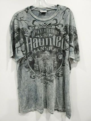 Rare Disney Haunted Mansion 40th Anniversary 2 Ravens All Over Print Shirt 2xl