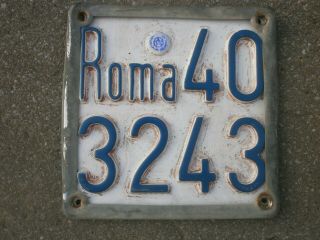 Italy Rome Roma 1960s Motorcycle Moped Roma 403243 Rare Vintage License Plate