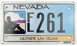 Nevada Outside Las Vegas Motorcycle License Plate Discontinued Rare