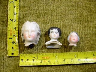 3 X Excavated Faded Painted Vintage Victorian Doll Head Kister Age 1860 A.  10841
