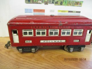 Lionel (the Lionel Lines) O Gauge Prewar Tin Red Pullman Car 603 - Rare
