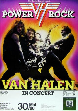 Rare 1980 Van Halen German Concert Poster Hamburg David Lee Roth