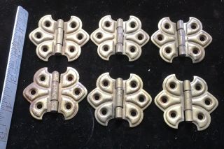 (6) Matching Antique Butterfly Door Cabinet Hinges