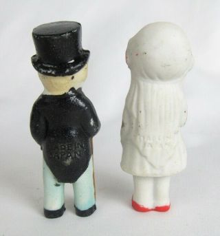 Vintage Painted Bisque Bride & Groom Cake Topper Figurines 3