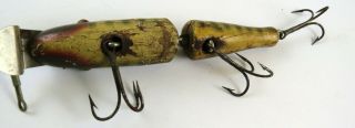 Creek Chub Bait Co Jointed Pikie Minnow Glass Eye Wood Fishing Lure 3