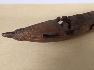Antique Chinese Bamboo Junk Fishing Boat PAINT BRUSH REST Holder Hand Carved 2