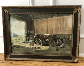 Rare Reuben Le Grande Johnston Painting Farm Barn Antique - Arts & Craft Frame