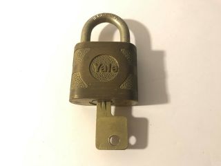 Vintage Antique Brass Yale Lock Padlock With Key,  Hardened Shackle E5