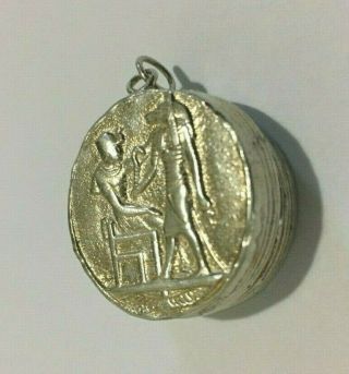 Vintage Sterling Silver Egyptian Jewelry Pill Trinket Box / Necklace Pendant 20g
