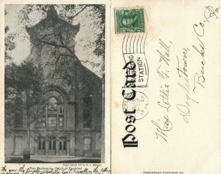 First Presbyterian Church Of Frankford Pa 1907 Undivided Antique Postcard
