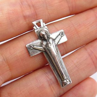 925 Sterling Silver Antique Creed Crucifix Cross Pendant