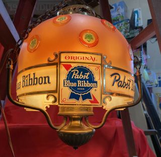 Vintage Rare Pabst Blue Ribbon Beer Rotating Motion Light Sign Chandelier