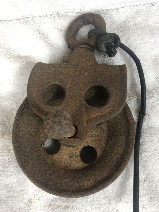 Vintage Antique Cast Iron Hay Trolley Line Pulley Barn Pulley Rustic Home Decor