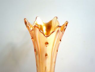 FENTON Rustic Marigold Carnival Glass Swung Vase 12 1/2 