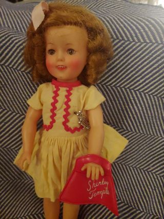 Vintage Shirley Temple Ideal Doll St - 12.  Doll With Purse And Pin