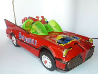 Rare Vintage Tin Toy Batmobile Red Batman & Robin Battery Operated 1970