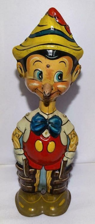 Rare Version 1: Ex Disney 1939 " Pinocchio " Marx Tin Wind - Up Toy,  Built - In Key