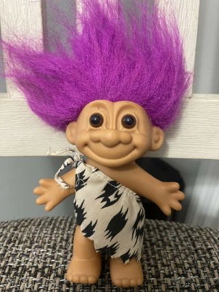 Vintage Russ Caveman Troll Doll Purple Hair