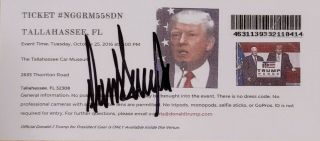 Rare Signed President Donald Trump Autographed Ticket From 2016 Rally W Maga