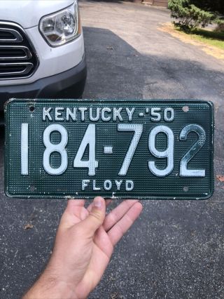 Vintage Rare 1950 Kentucky License Plate Floyd County 184 - 792