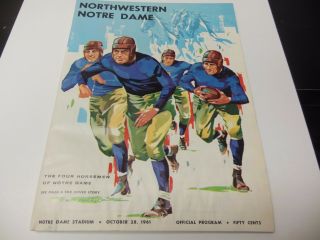 1961 Northwestern Vs Notre Dame Ncaa Football Program Notre Dame Stadium Rare