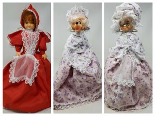 Vintage Little Red Riding Hood Grandma Wolf Topsy Turvy 3 In 1 Doll 15 " Tall