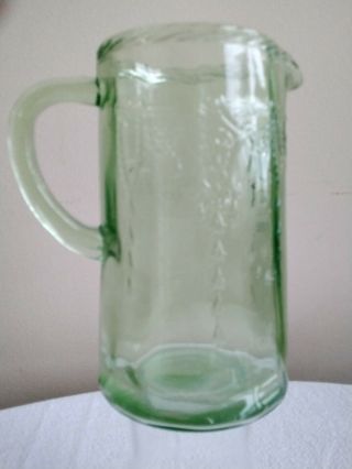Vintage Hocking Glass Green Cameo Ballerina 5 3/4 " Syrup / Milk Pitcher Rare