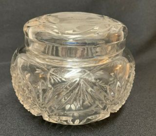 Small Cut Crystal Glass Jar With Lid.  Pretty Design