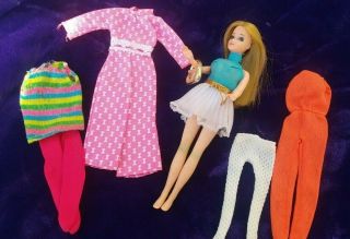Vintage 1970 Topper Dawn Doll With Dress,  Outfits Vgc