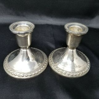 2 Vintage Duchin Creation Weighted Sterling Silver Candlesticks Candle Holders