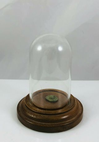 Vintage Dollhouse Miniature Glass Dome Top Wood Base Cloche Display Case