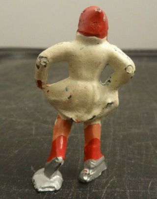 LIONEL BARCLAY MANOIL LEAD FIGURE ICE SKATER WOMAN WHITE & RED DRESS 1930s RARE 2