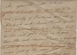 Rare Autograph Manuscript Document Signed 1817 Victor Ny Pioneers Ontario County