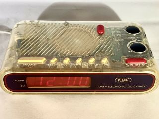 Vintage 1994 Tozai Am/fm Digital Alarm Clock Radio See Through Clear Model 2233t