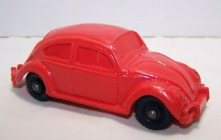 Vintage Rare Tomie Larda 3.  5 " Red Hard Rubber Volkswagen Beetle Stavahger Norway